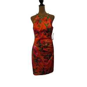 Eliza J Floral Chain Detail Sheath Dress - Sz 6 NWT